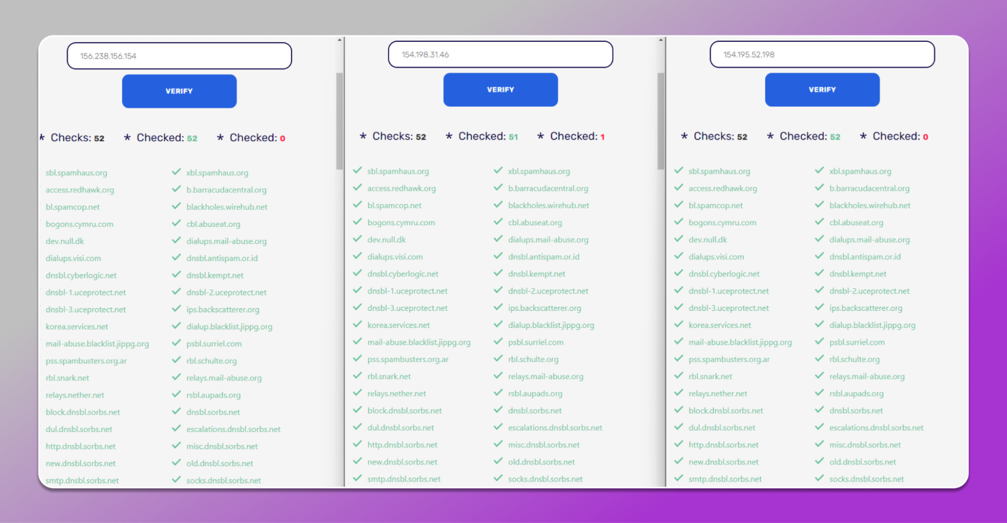 checking for blacklists