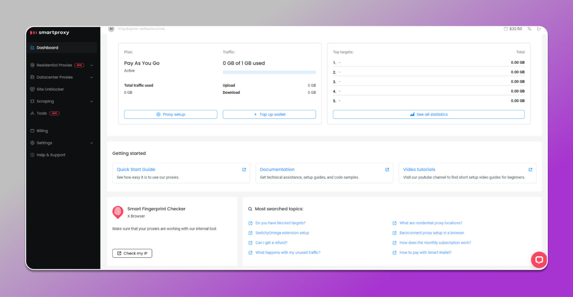 Smartproxy Dashboard