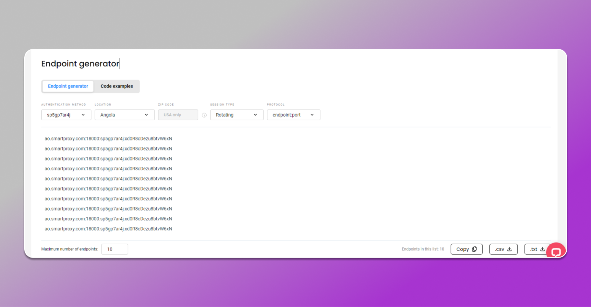 Endpoint generator