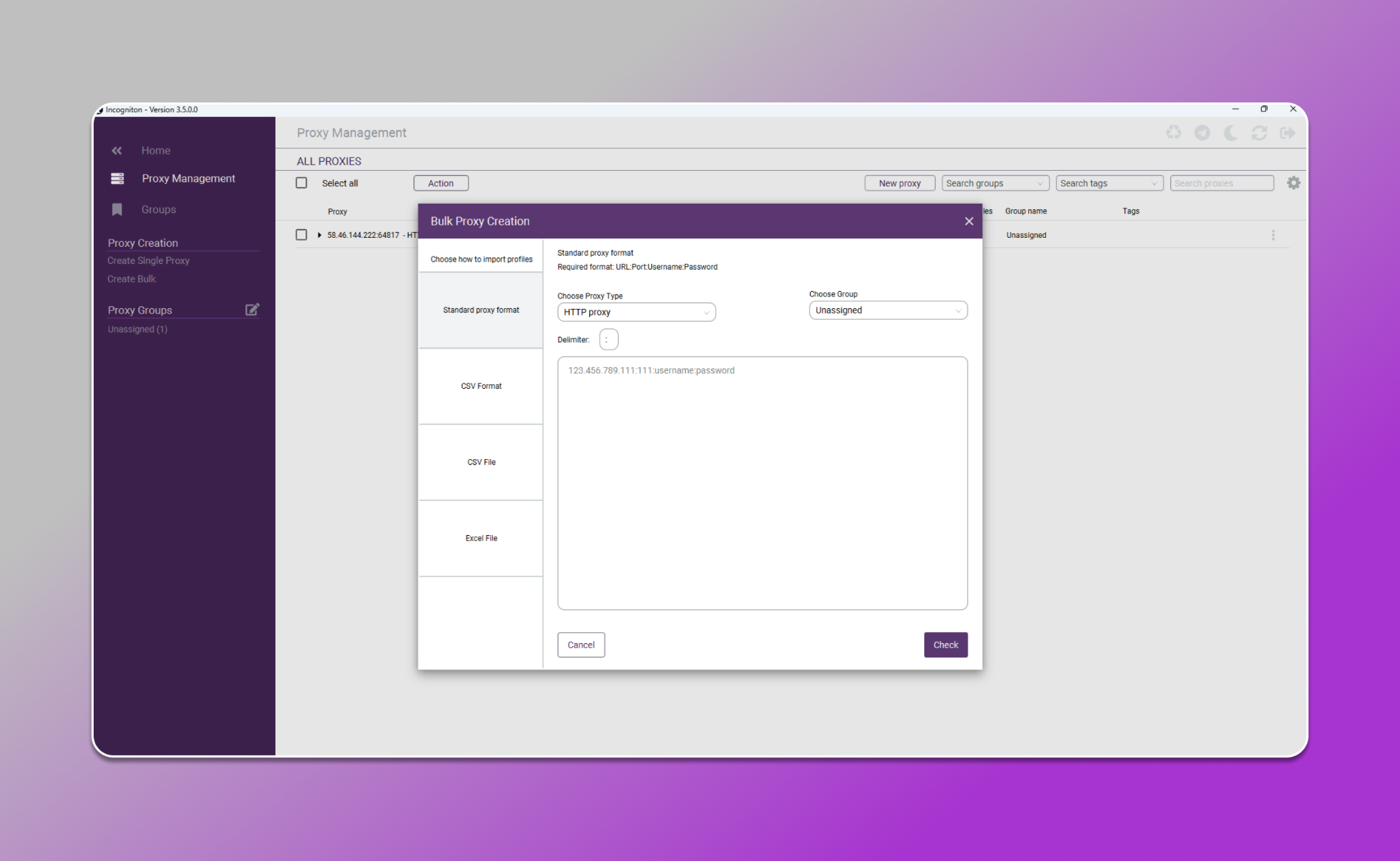 Incogniton proxy manager