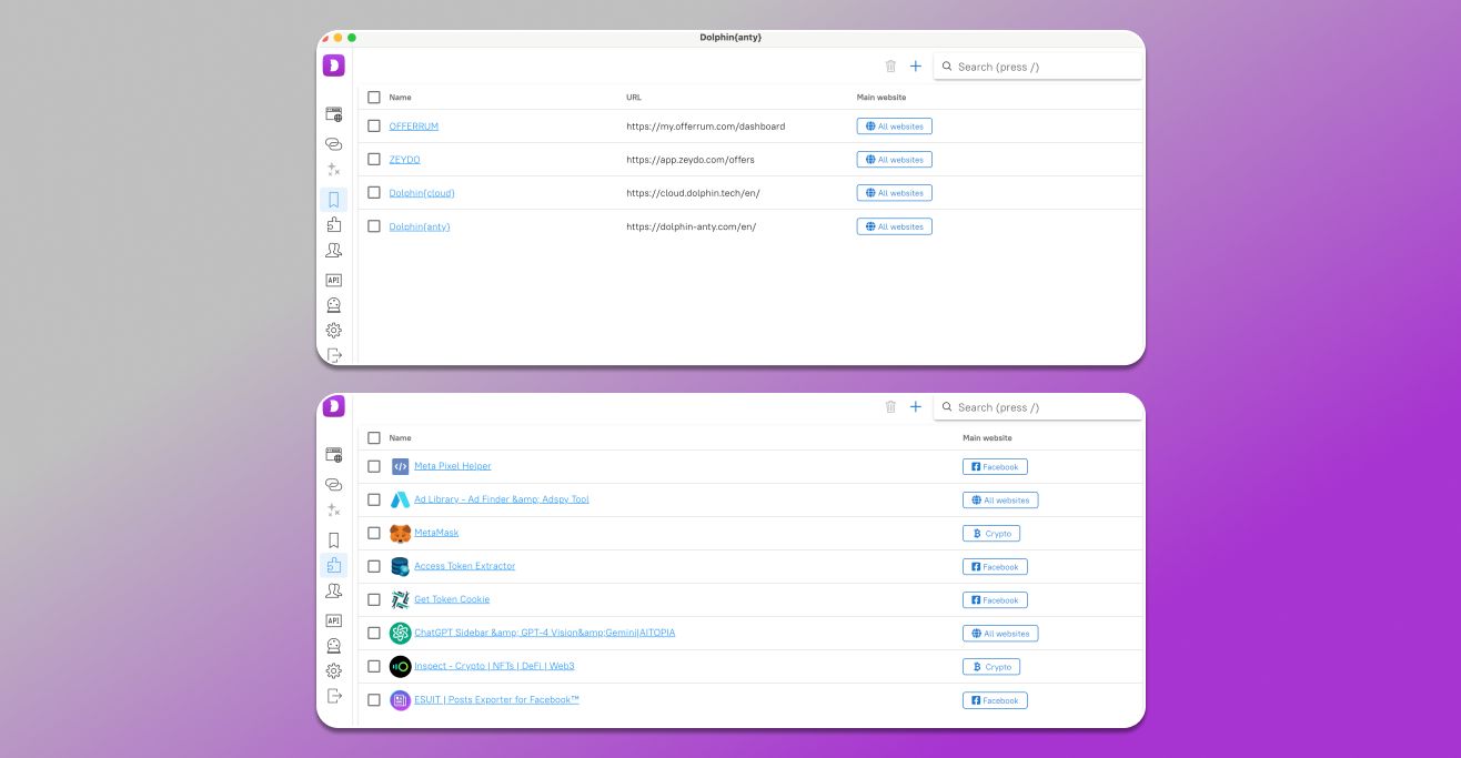 Bookmark and Extension Manager Antidetect Browser