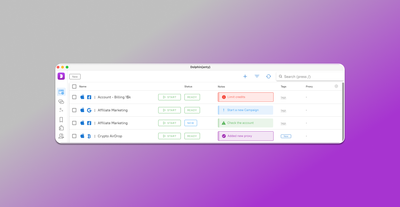 Antidetect Browser Profiles Sorting