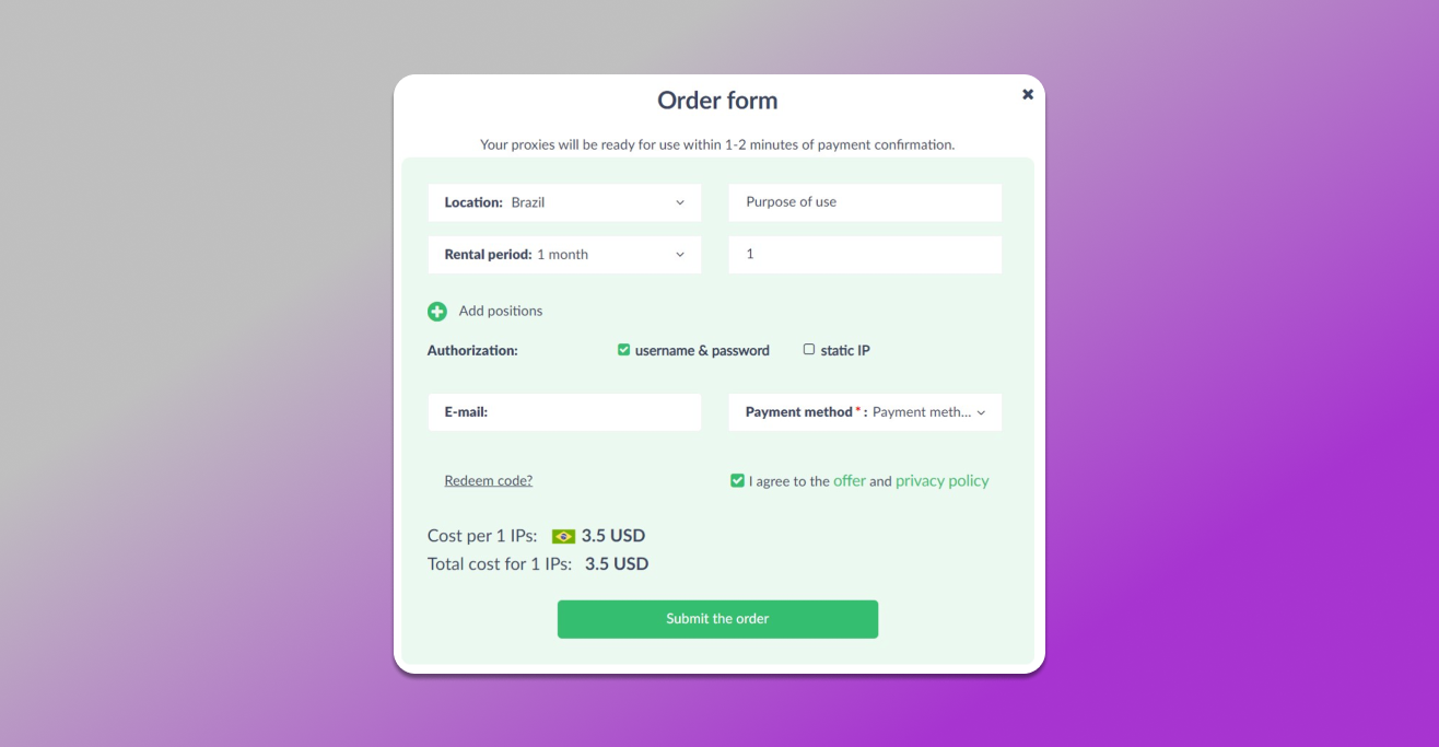 Payment for proxy seller