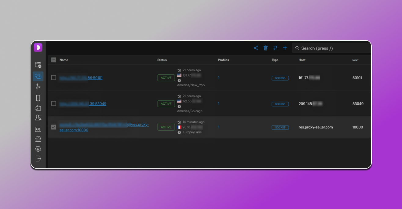 Added proxies in Dolphin anty
