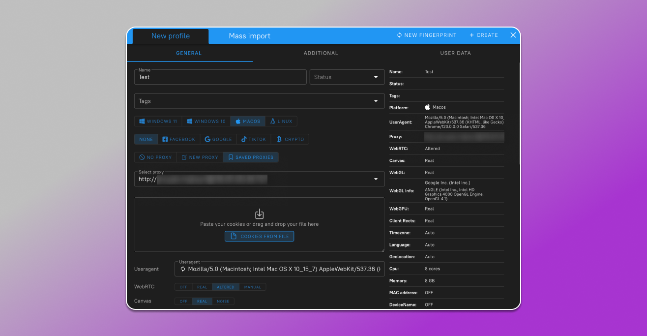 Saved proxies in Dolphin anty