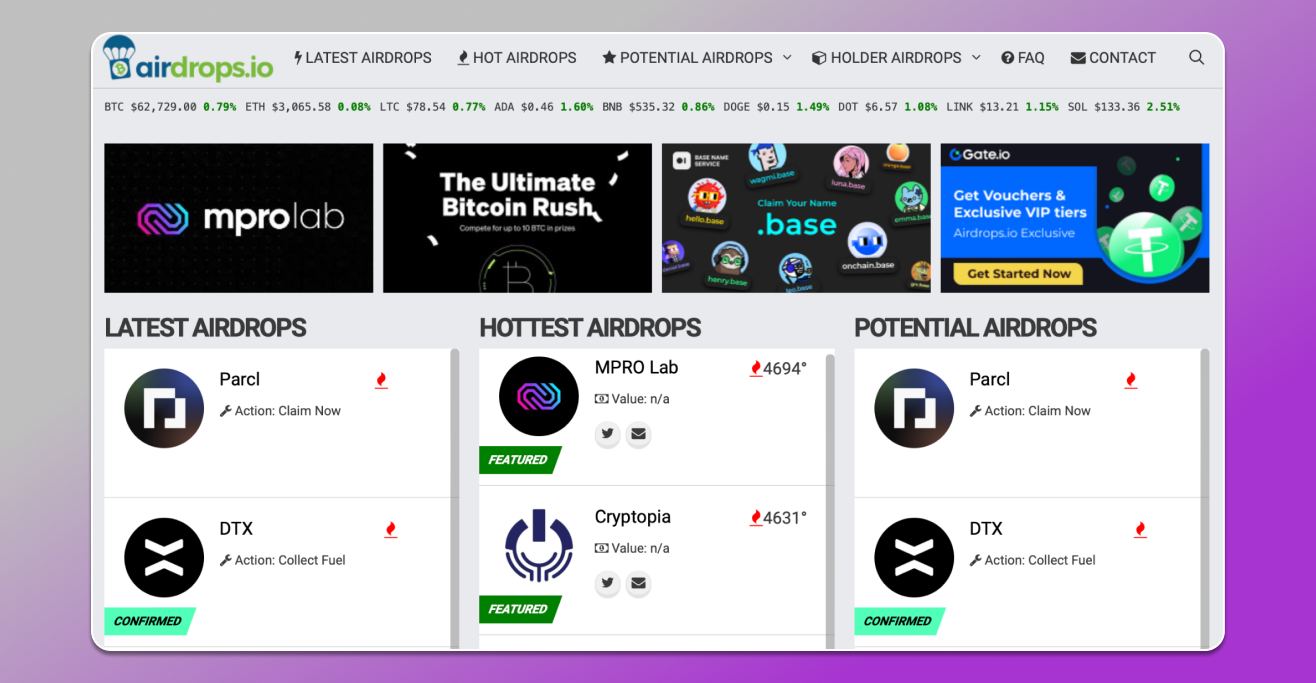 search for crypto airdrop