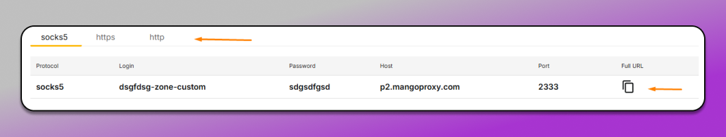 MangoProxy Connection Data Dolphin Anty