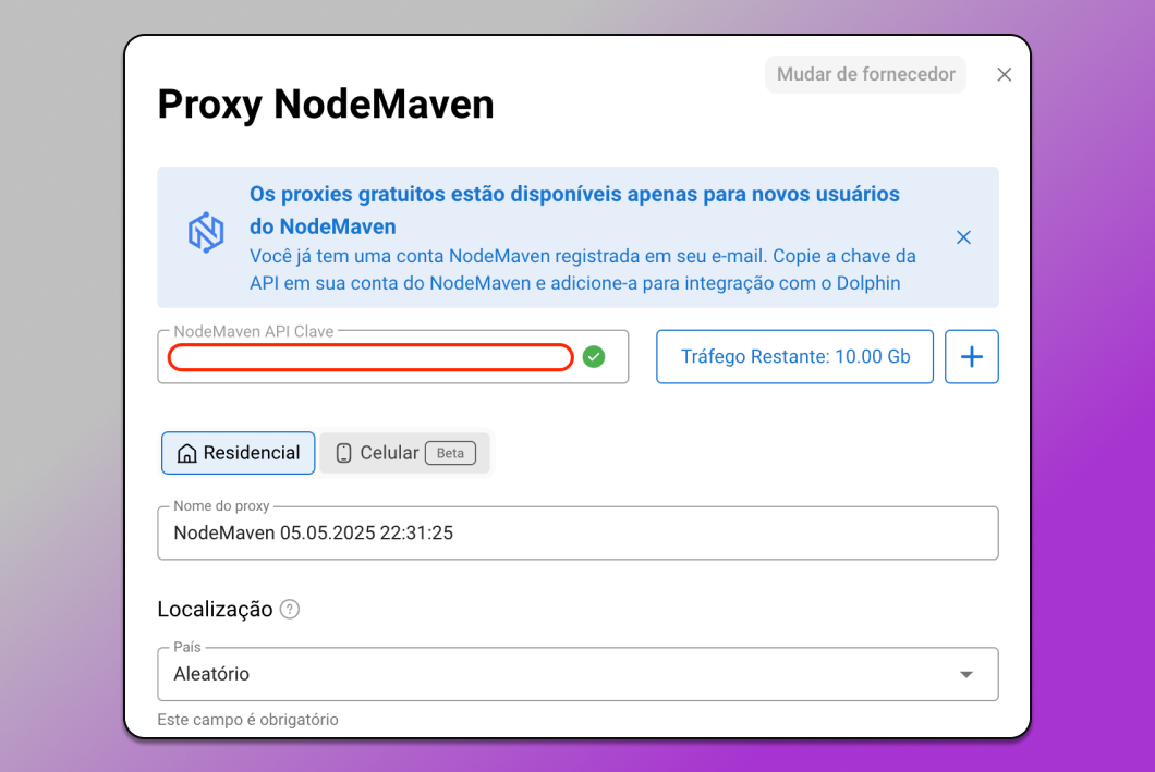 Adicionando NodeMaven ao Dolphin Anty