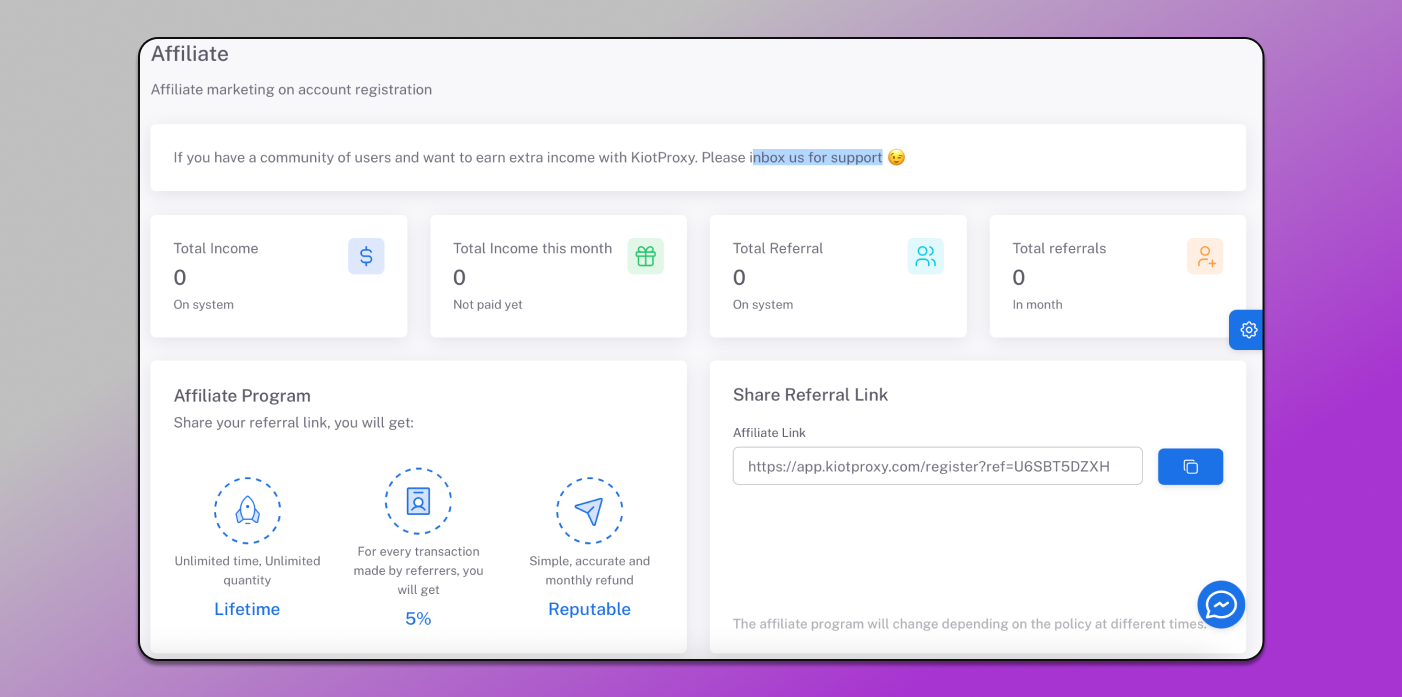 KiotProxy Affiliate Program Dolphin Anty