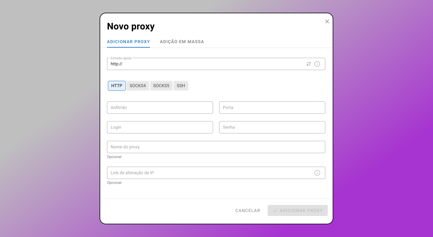 Configuração de proxy Dolphin Anty