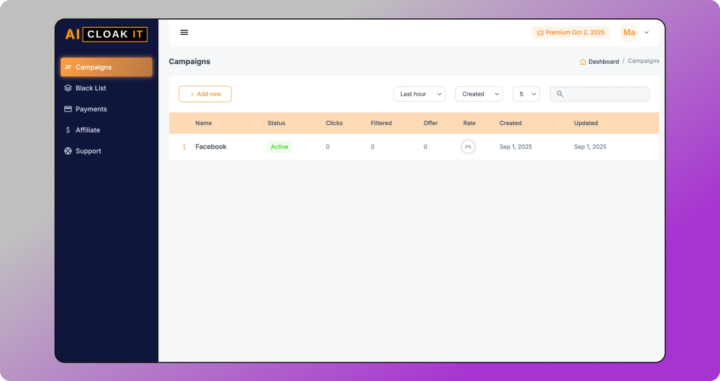 AI CLOAK IT Dashboard Dolphin Anty