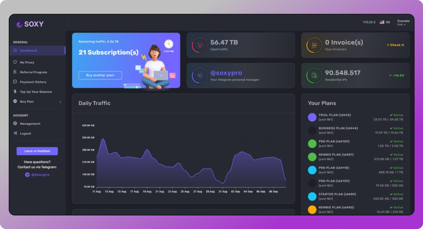Soxy.pro Dashboard Dolphin Anty