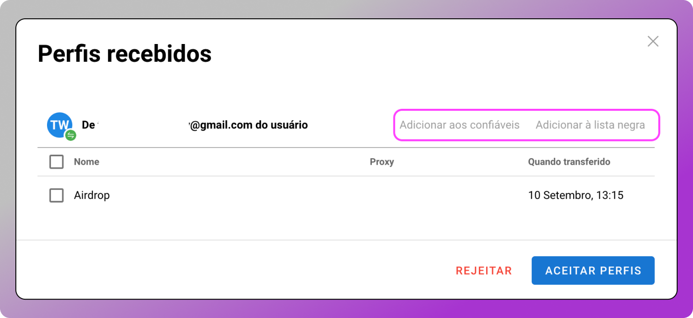 Aceitar perfil Dolphin Anty