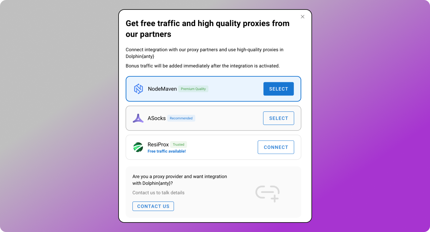 Proxy partners Dolphin Anty
