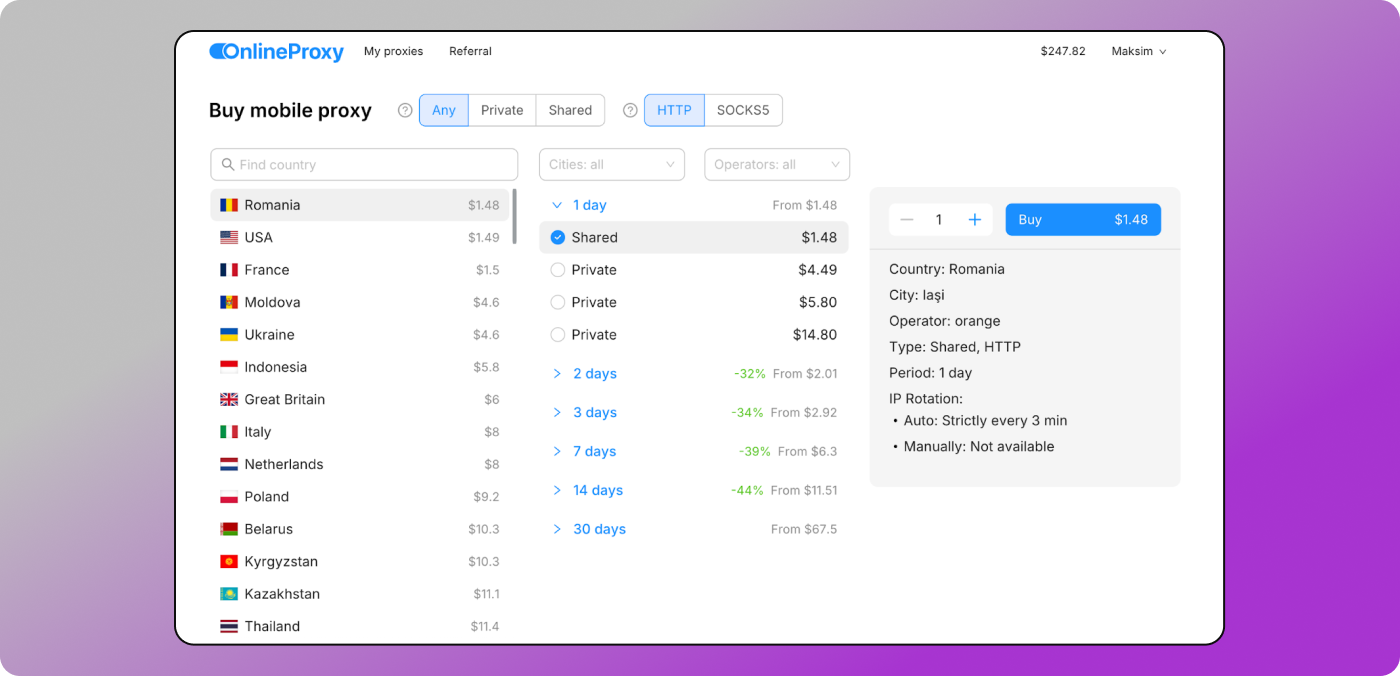 Buy proxy Dolphin Anty